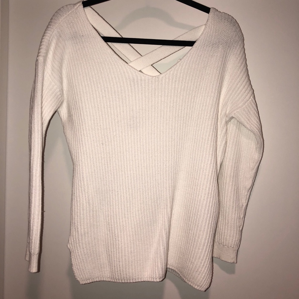 Asos White Cross Back Ribbed Sweater